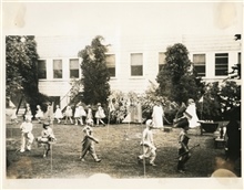 Kindergarten Parade in front of old Dorm Bldg?